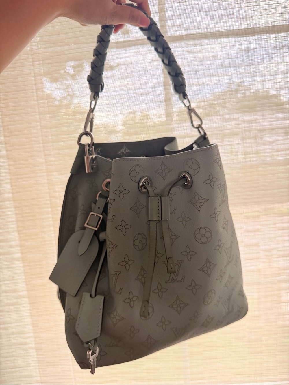 Louis Vuitton Blue Monogram Bucket Shoulder Bag